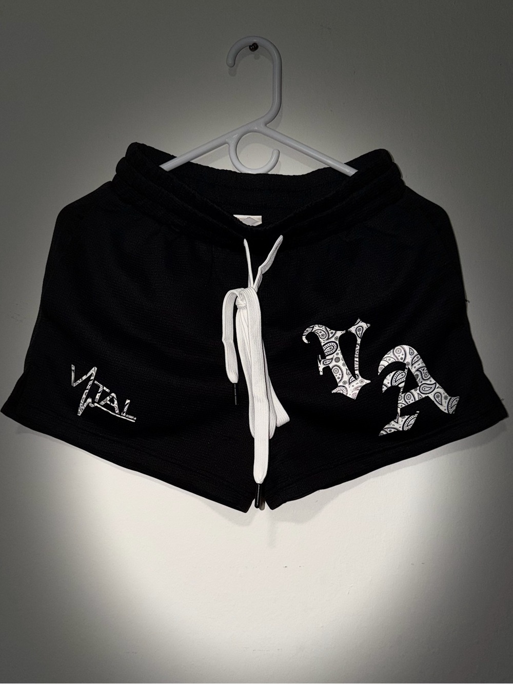 Vital Apparel Black Athletic Shorts with White Drawstring